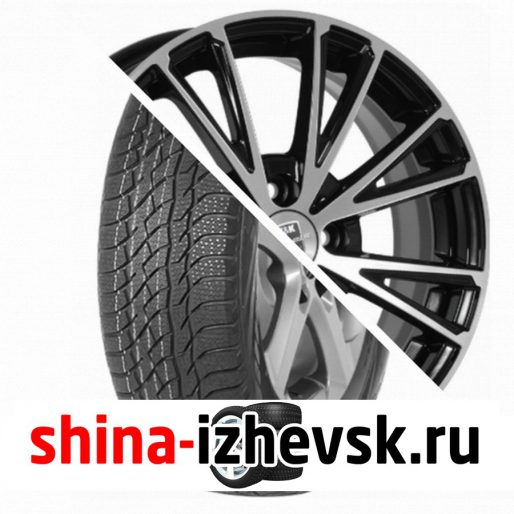 Колесо в сборе Viatti Bosco зима (V-526) 205/70 R15 T 96 + КиК Меандр-оригинал 6xR15 4×100 ET40 DIA60.1 Черный глянцевый с полированными элементами лицевой поверхности в Ижевске
